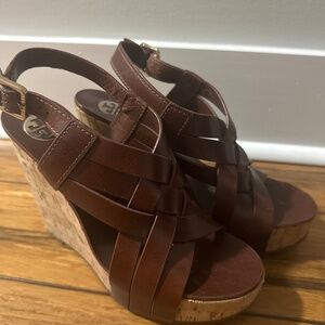 Tory Burch Ace Leather and Cork Wedges
